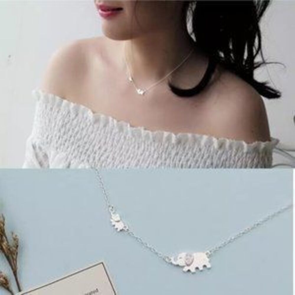 925 Sterling Silver Cute Elephant Necklace